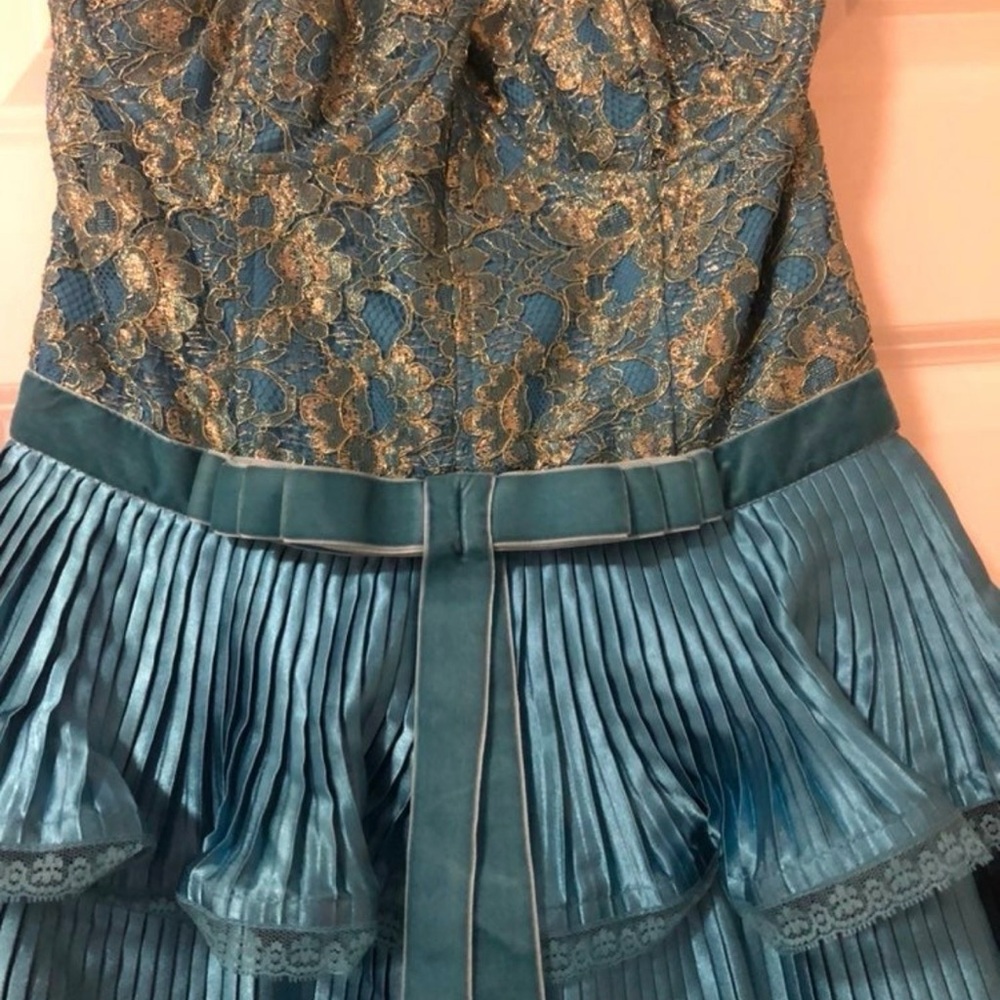 Betsey Johnson Blue and Gold Layered dress - Picture 2 of 9